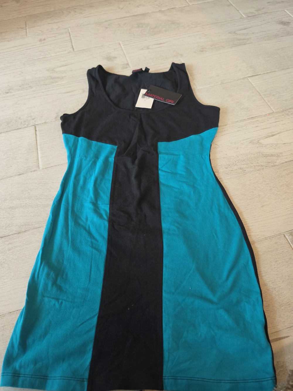 Material Girl Black and Teal Colorblock Midi Dress